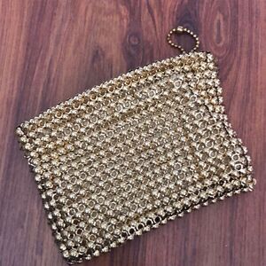 Whiting & Davis vintage Small gold evening bag handbag ￼